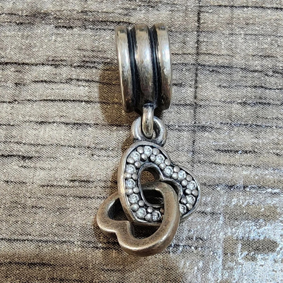 Pandora Interlocking Hearts Dangle Charm - Picture 1 of 7